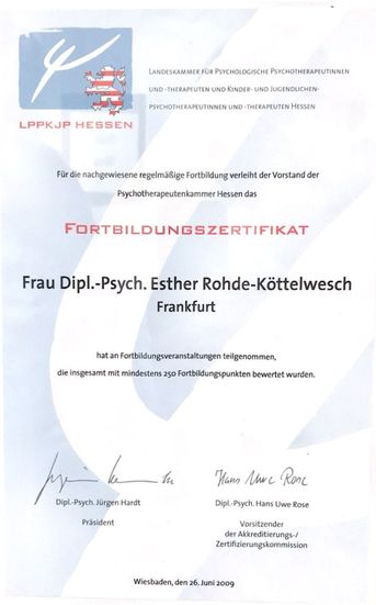 Fortbildungszertifikat